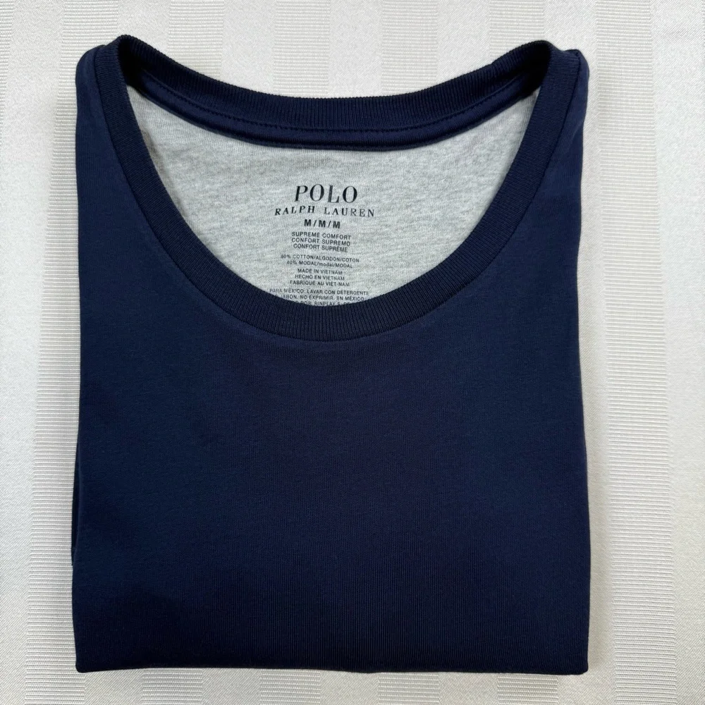 Ralph Lauren Men's Supreme Comfort Cotton Tee T Shirt Short Sleeve Navy Size M - Picture 10 of 11